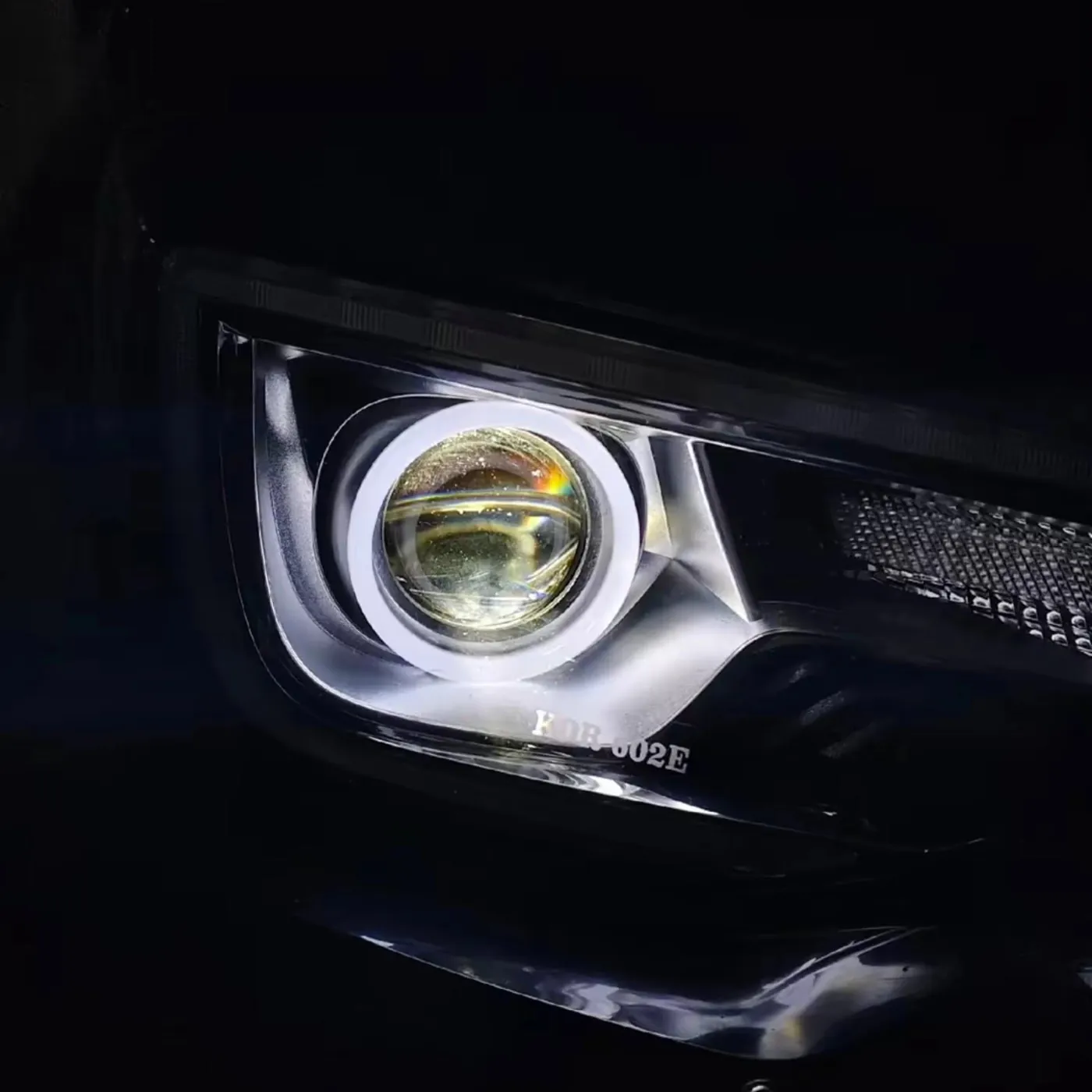 Projector and ring lit inside a headlight