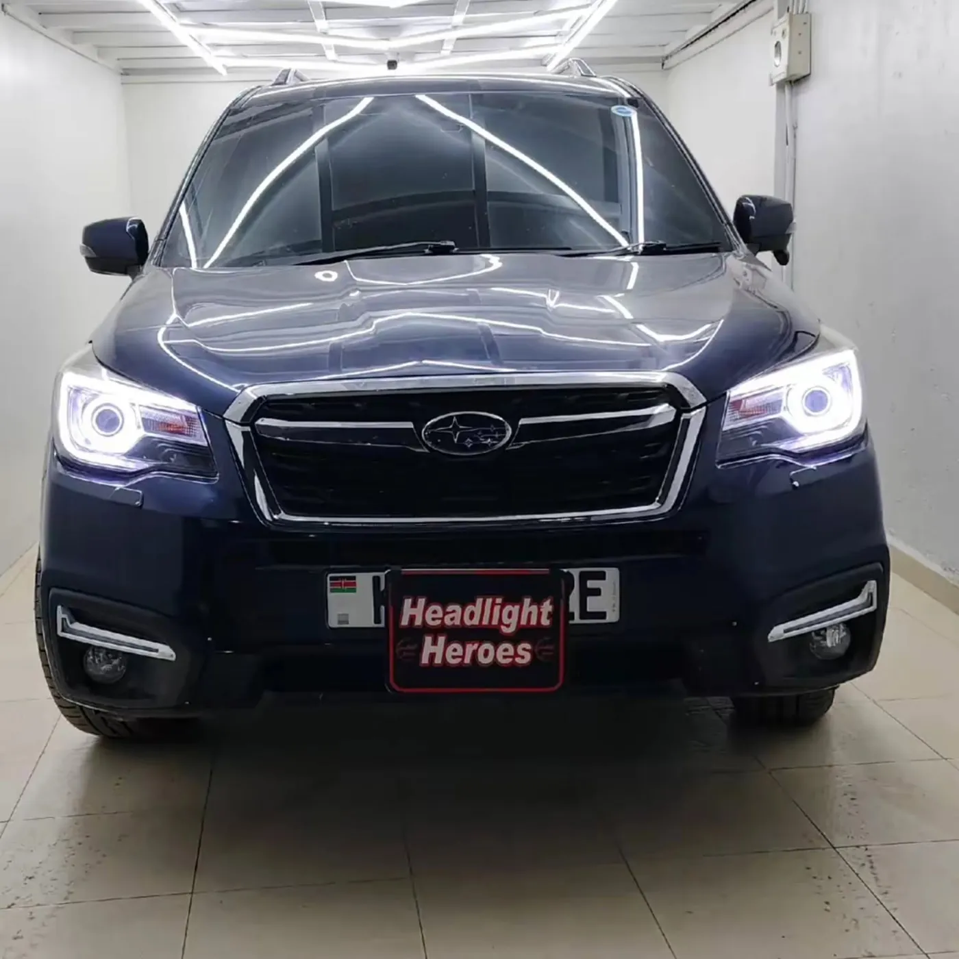 Subaru Forester with white angel rings
